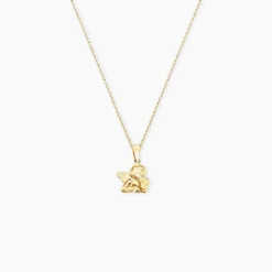 Pendentif Abelone Ange Penseur Or Jaune
