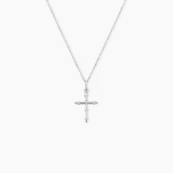 Pendentif Ageda Croix Or Blanc Oxyde De Zirconium