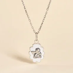 Pendentif Ange Nuage Or Blanc