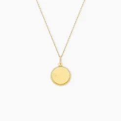 Pendentif Ange Rond Cisele Or Jaune