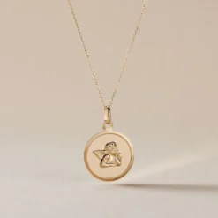 Pendentif Ange Rond Or Jaune