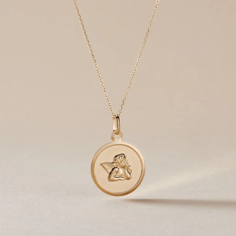 Pendentif Ange Rond Or Jaune