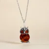 Pendentif Argent Blanc Benoite Ambre
