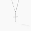 Pendentif Bathilde Croix Striee Or Blanc