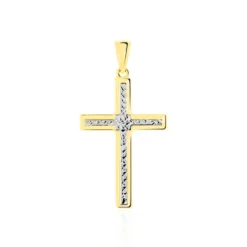 Pendentif Benny Croix Ciselee Or Bicolore