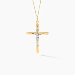 Pendentif Damian Croix Or Bicolore