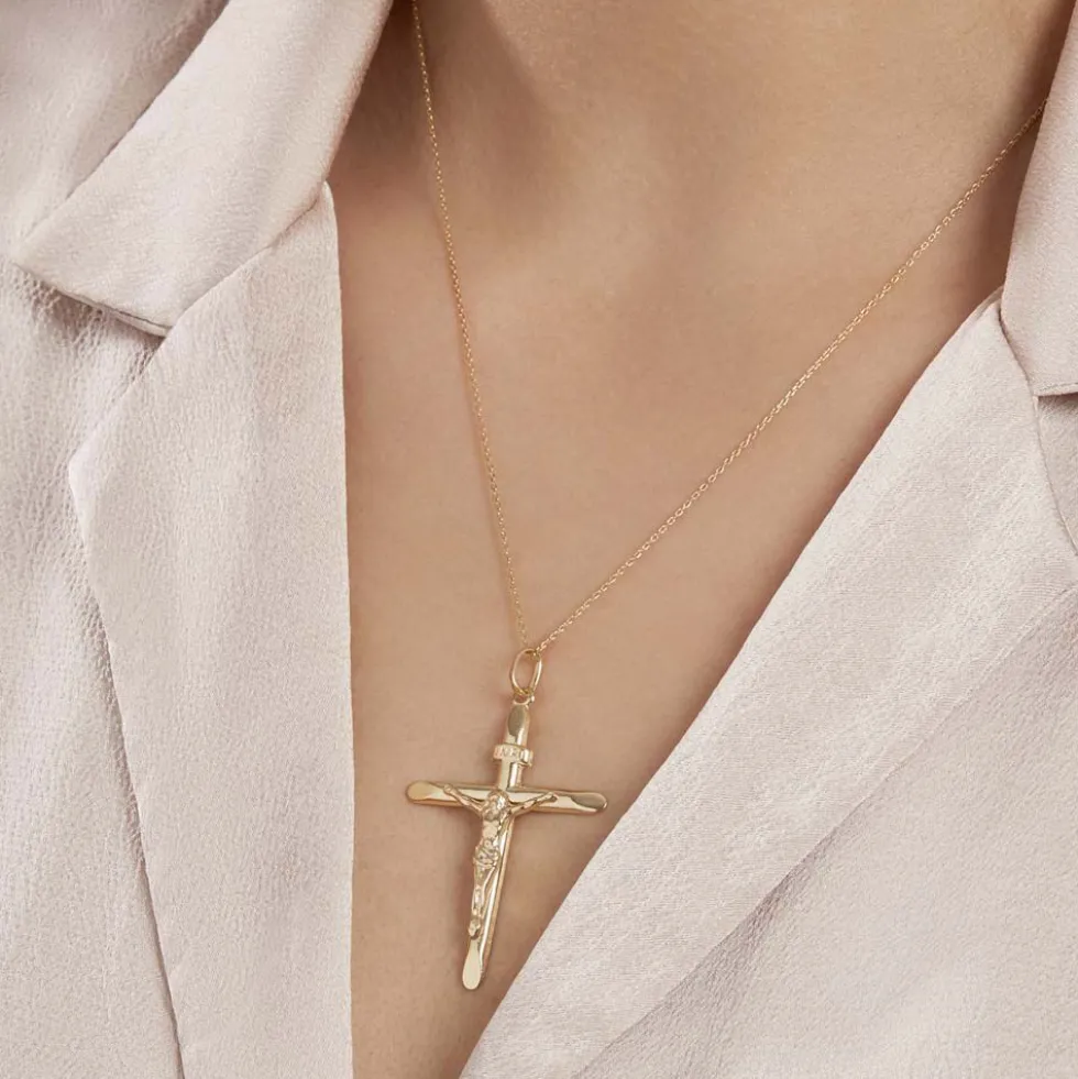 Pendentif Damian Croix Or Bicolore