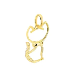 Pendentif Egee Chat Or Jaune Oxyde De Zirconium