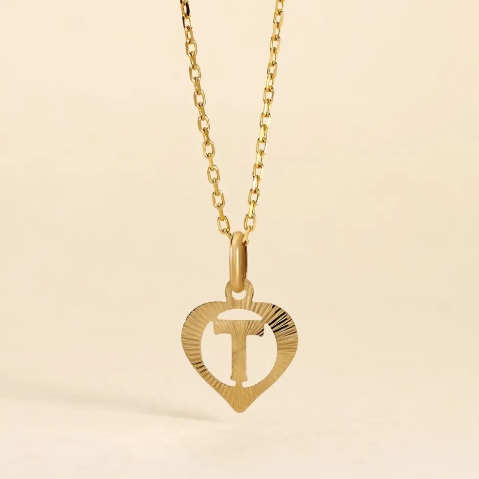 Pendentif Eudocie Coeur Lettre Or Jaune