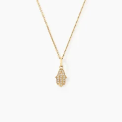 Pendentif Fatima Or Jaune Oxyde De Zirconium
