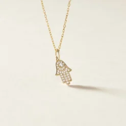 Pendentif Fatima Or Jaune Oxyde De Zirconium