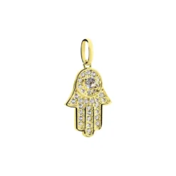 Pendentif Fatima Or Jaune Oxyde De Zirconium