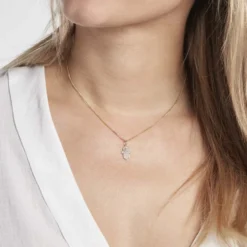 Pendentif Fatima Or Jaune Oxyde De Zirconium