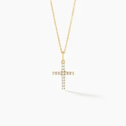 Pendentif Glacen Croix Or Jaune Oxyde De Zirconium