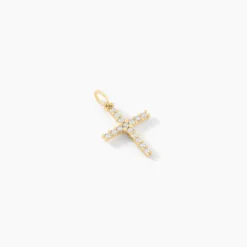 Pendentif Glacen Croix Or Jaune Oxyde De Zirconium