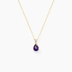 Pendentif Gorgel Or Jaune Améthyste Oxyde De Zirconium