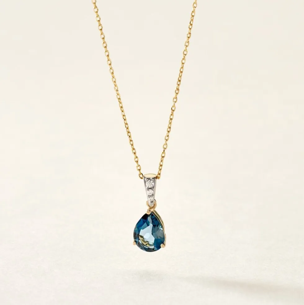 Pendentif Gorgel Or Jaune Topaze Oxyde De Zirconium