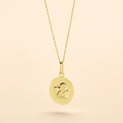 Pendentif Hanita Ange Rond Satine Or Jaune