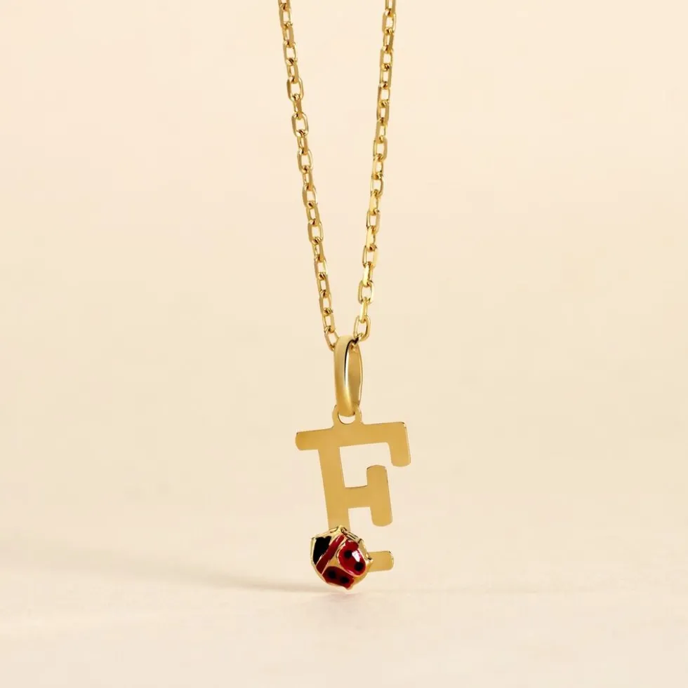 Pendentif Helidie Coccinelle Lettre Or Jaune