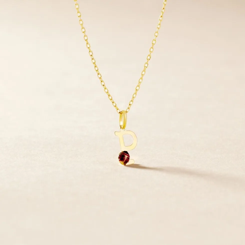 Pendentif Helidie Coccinelle Lettre Or Jaune