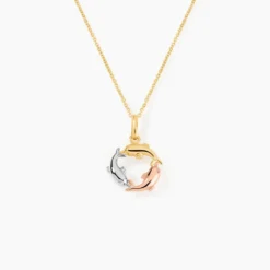 Pendentif Helmut Trio Dauphins Or Tricolore