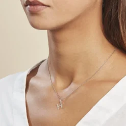 Pendentif Ionia Lettre Or Blanc