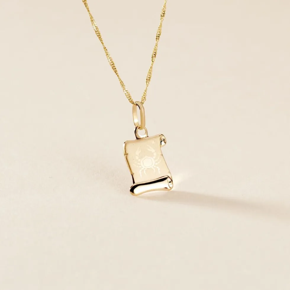Pendentif Lamie Zodiaque Parchemin Or Jaune