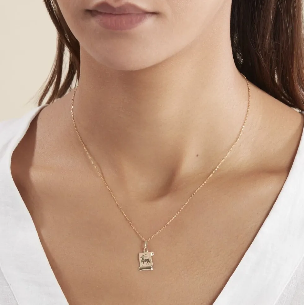 Pendentif Lamie Zodiaque Parchemin Or Jaune