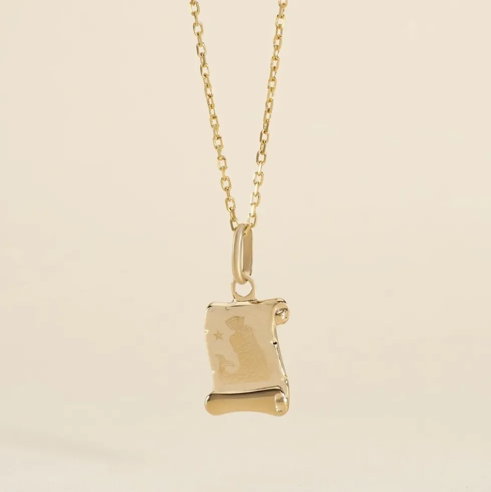 Pendentif Lamie Zodiaque Parchemin Or Jaune