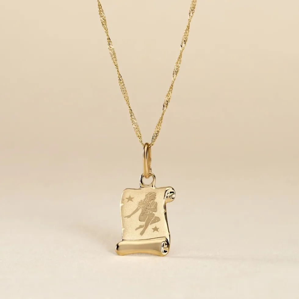 Pendentif Lamie Zodiaque Parchemin Or Jaune