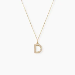 Pendentif Lettre D Or Jaune Oxyde