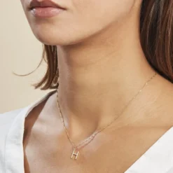 Pendentif Lettre H Or Jaune Oxyde