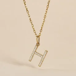 Pendentif Lettre H Or Jaune Oxyde