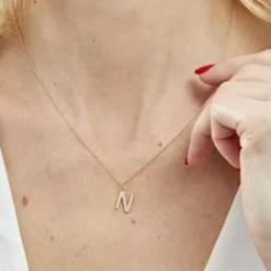 Pendentif Lettre N Or Jaune Oxyde