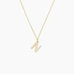 Pendentif Lettre N Or Jaune Oxyde