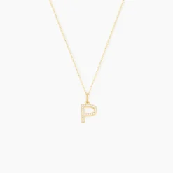 Pendentif Lettre P Or Jaune Oxyde