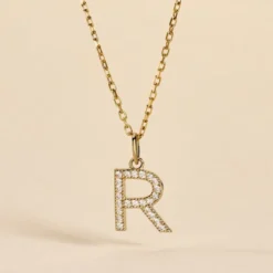 Pendentif Lettre R Or Jaune Oxyde
