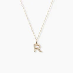 Pendentif Lettre R Or Jaune Oxyde