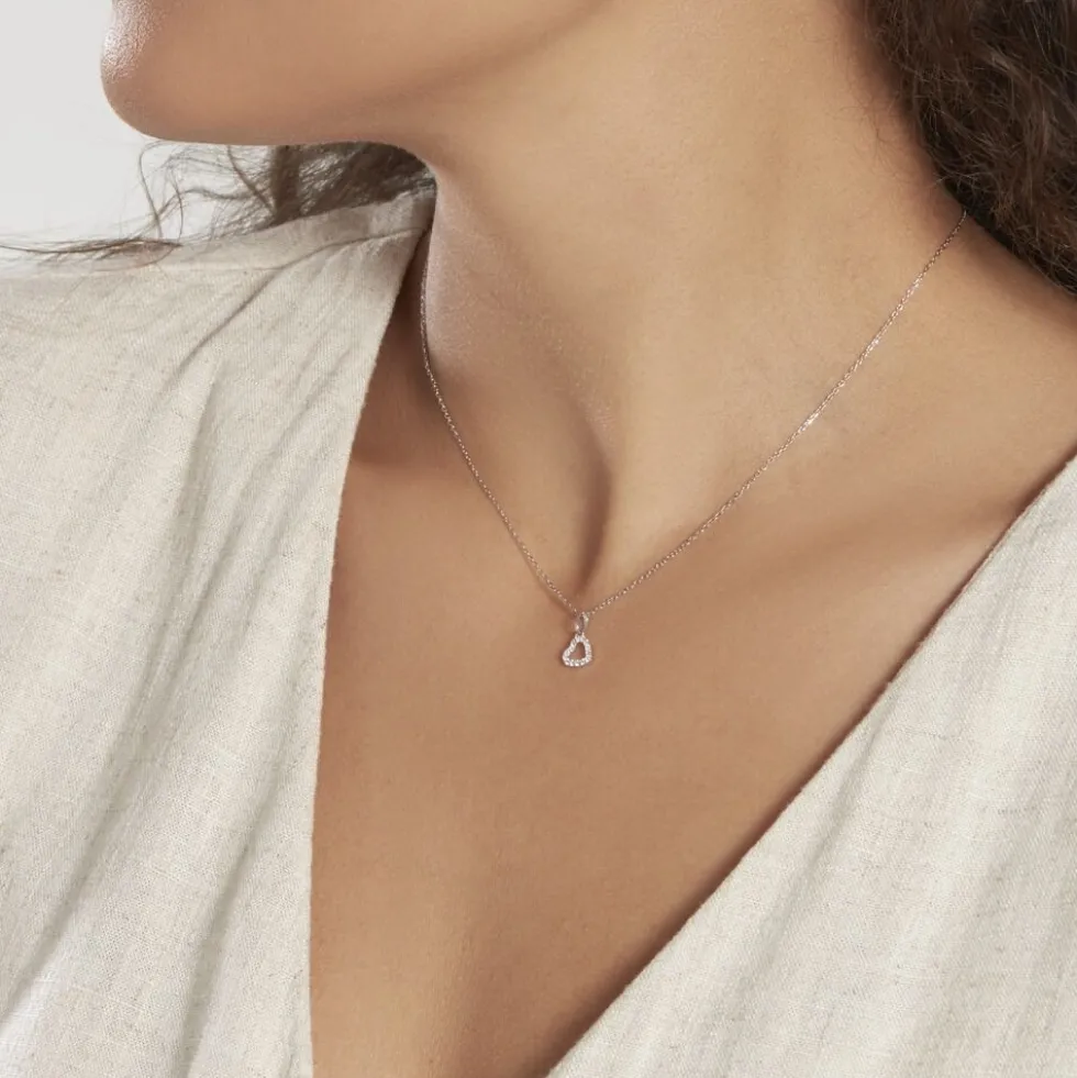 Pendentif Or Blanc Oxyde