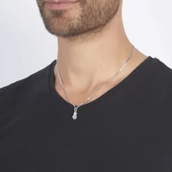Pendentif Oskar Argent Blanc