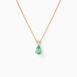 Pendentif Pâris Or Jaune Emeraude Diamant