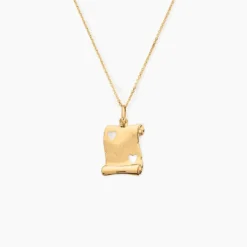 Pendentif Sirona Parchemin Message Or Jaune
