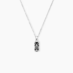 Pendentif Tiki Argent Blanc Onyx