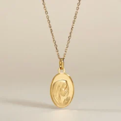 Pendentif Vierge Ovale Or Jaune