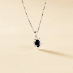 Pendentif Vladimir Or Blanc Saphir Diamants