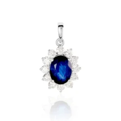 Pendentif Vladimir Or Blanc Saphir Et Diamant