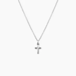 Pendentif Yona Croix Striee Or Blanc