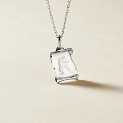 Pendentif Zodiaque Parchemin Argent Blanc