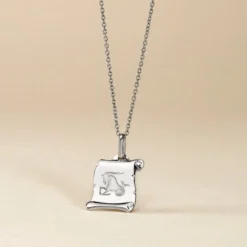 Pendentif Zodiaque Parchemin Argent Blanc