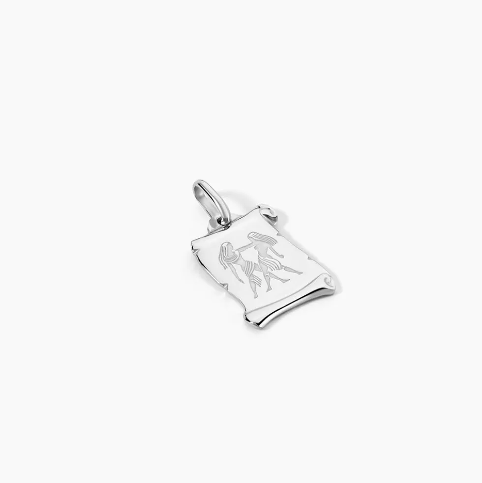 Pendentif Zodiaque Parchemin Argent Blanc